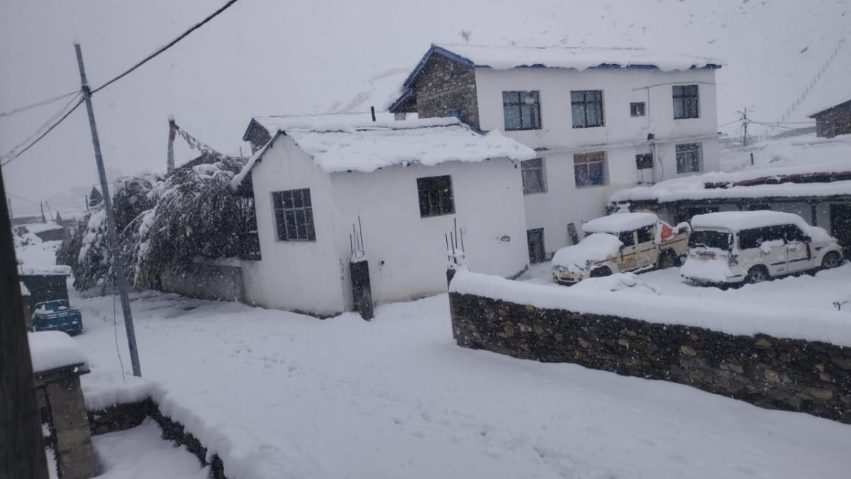 उत्तरी हिल्सा लगायत उच्च भूभागमा हिमपात 